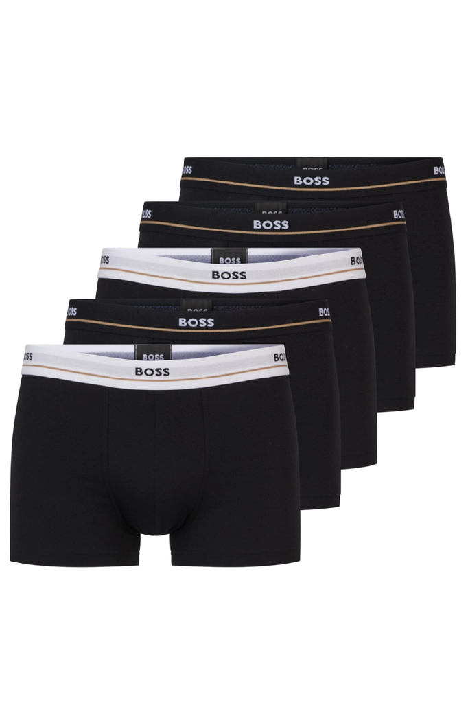 Hugo Boss 5 Pack Mens Trunk - Black Cotton - Size Large